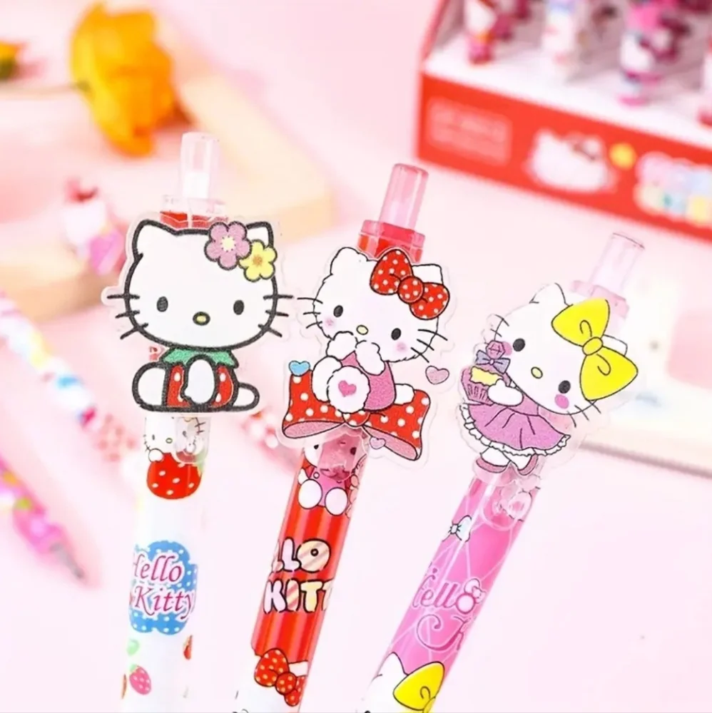 Set of 6 - Sanrio Hello Kitty Kawaii Acrylic Charm Ballpoint Pens